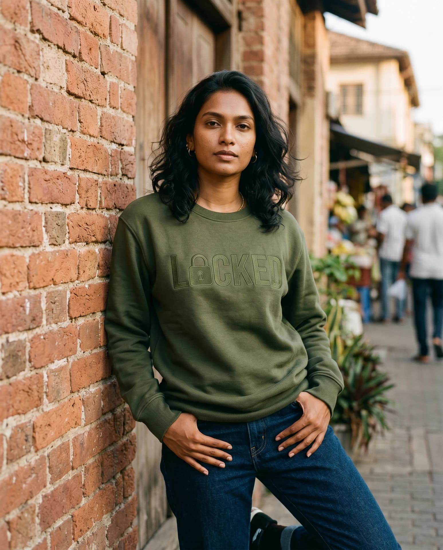 LOCKED Crewneck Sweatshirt — Olive - Image 3