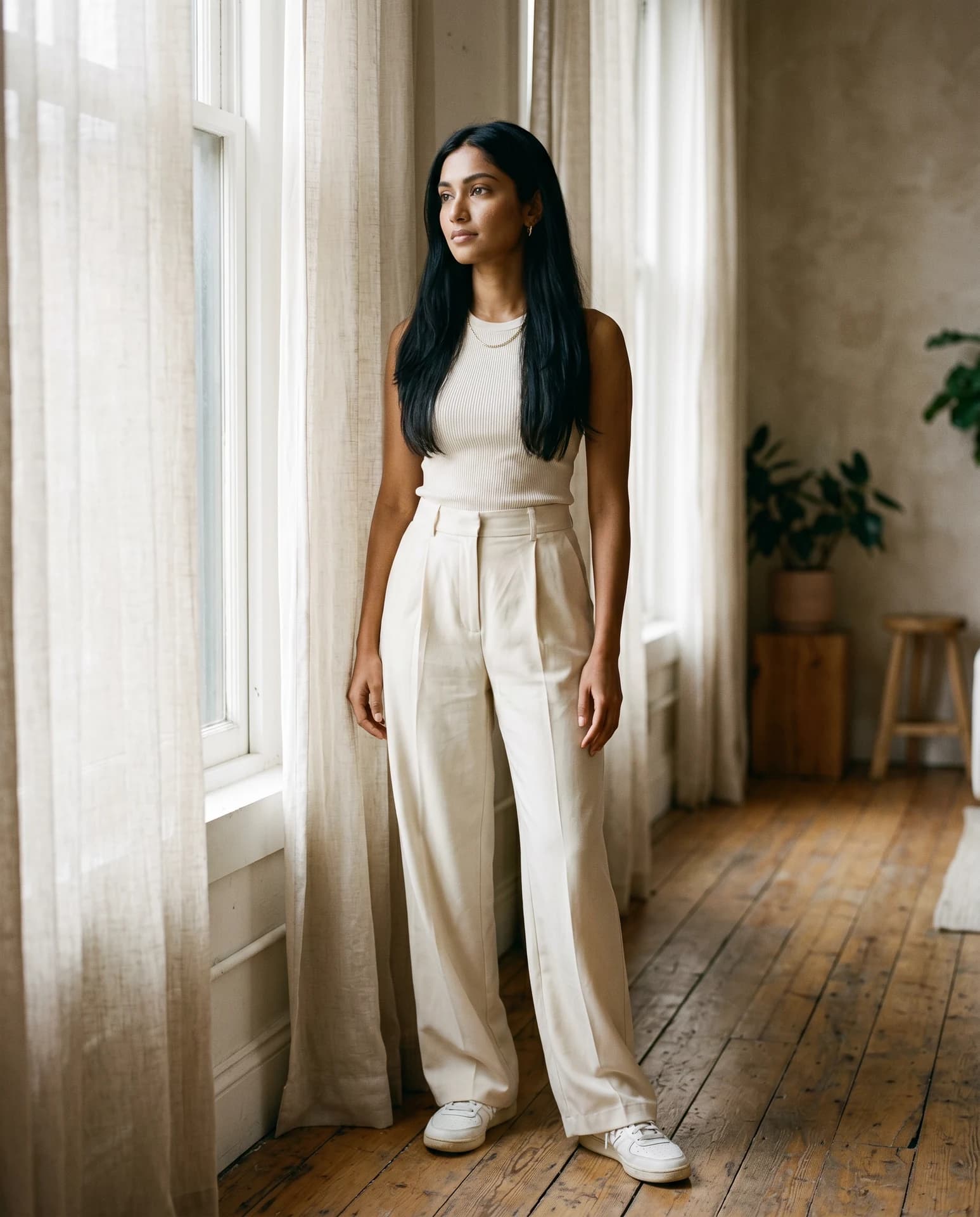 LOCKED Wide-Leg Trousers — Cream - Image 3