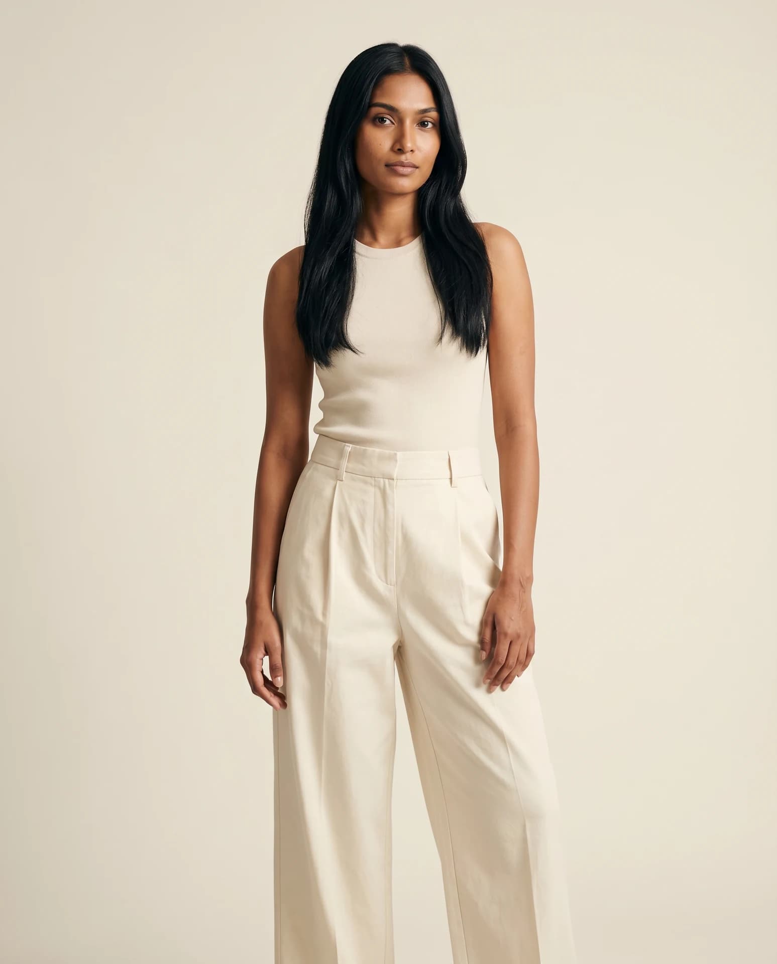 LOCKED Wide-Leg Trousers — Cream