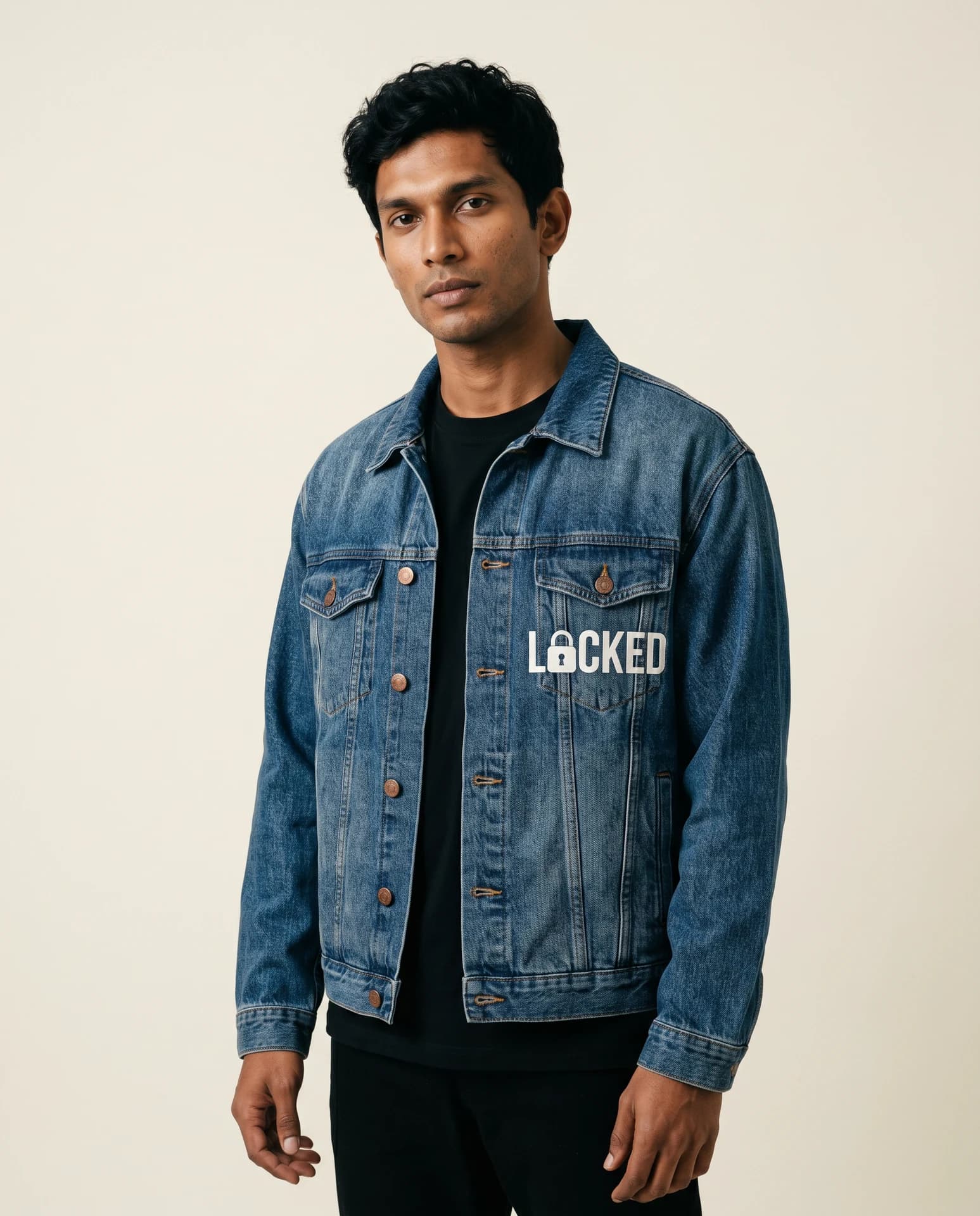 LOCKED Denim Trucker Jacket — Washed Indigo