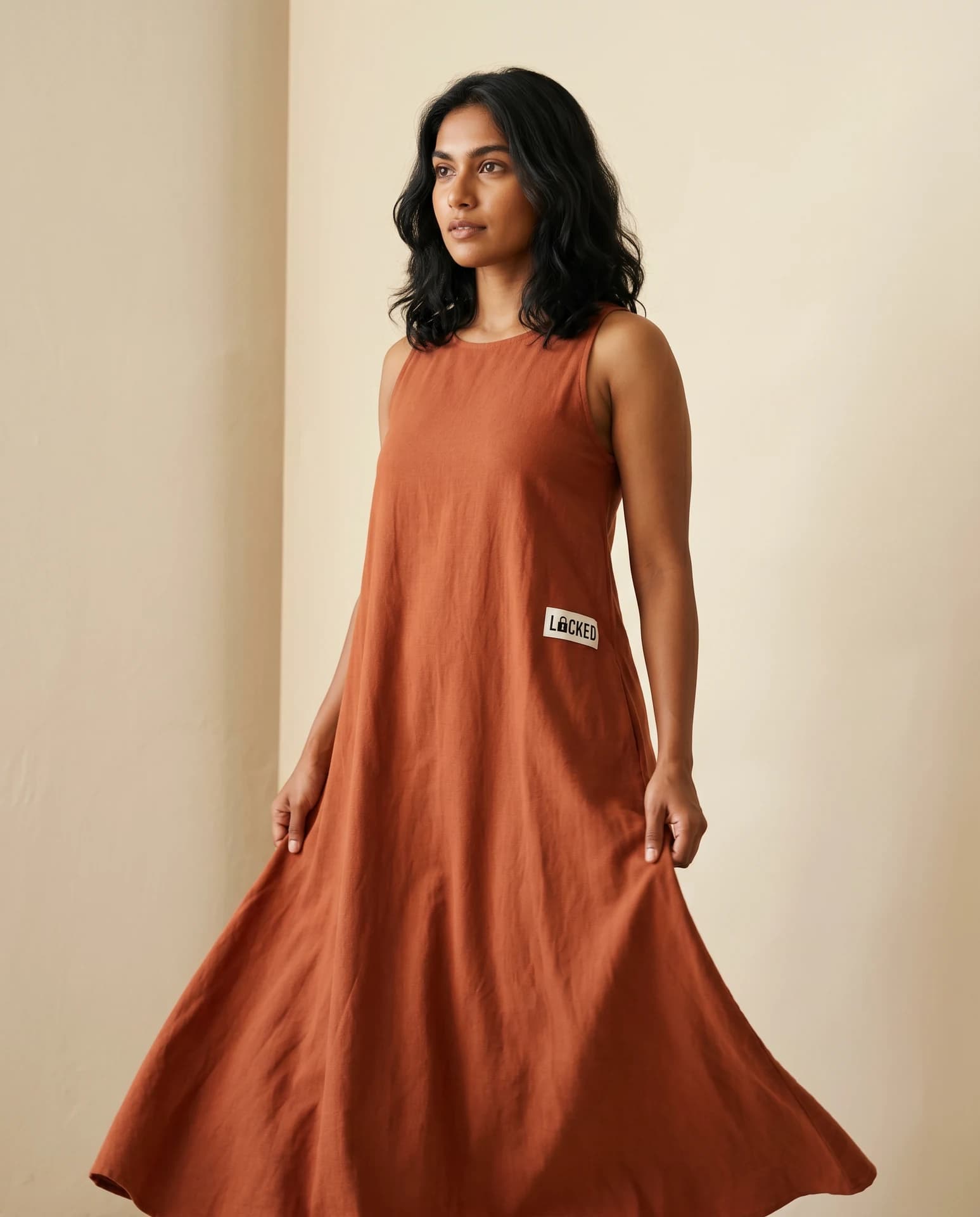 LOCKED Cotton Maxi Dress — Rust - Image 2